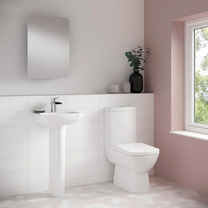Nuie Ambrose 380mm Compact Semi Flush To Wall Pan With Cistern And Seat