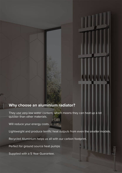 Reina York 485 x 1200mm Aluminium Designer Radiator
