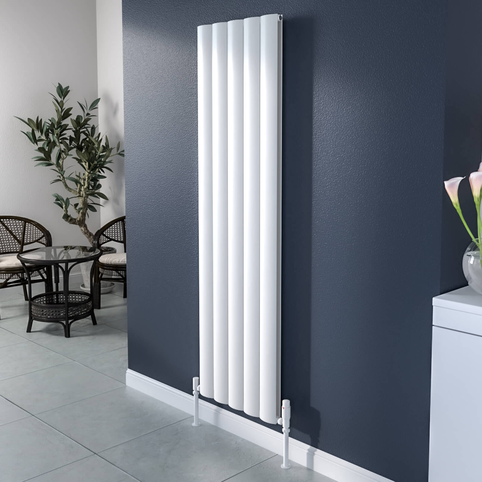 Reina Belva 1800mm High Double Panel Aluminium Vertical Radiator