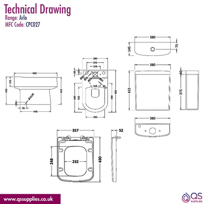 Hudson Reed Arlo Closed Coupled WC Pan With Cistern And Soft-Close Seat