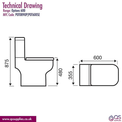 Kartell K-Vit Genoa Square Close Coupled WC Pan And Cistern With Seat