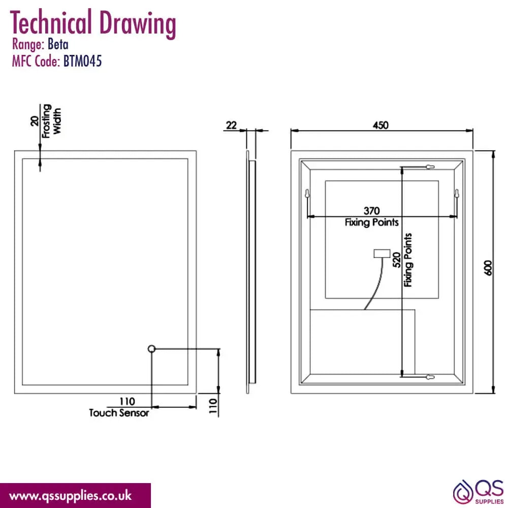 Tavistock Beta Minimalist LED Illuminated Bathroom Mirror