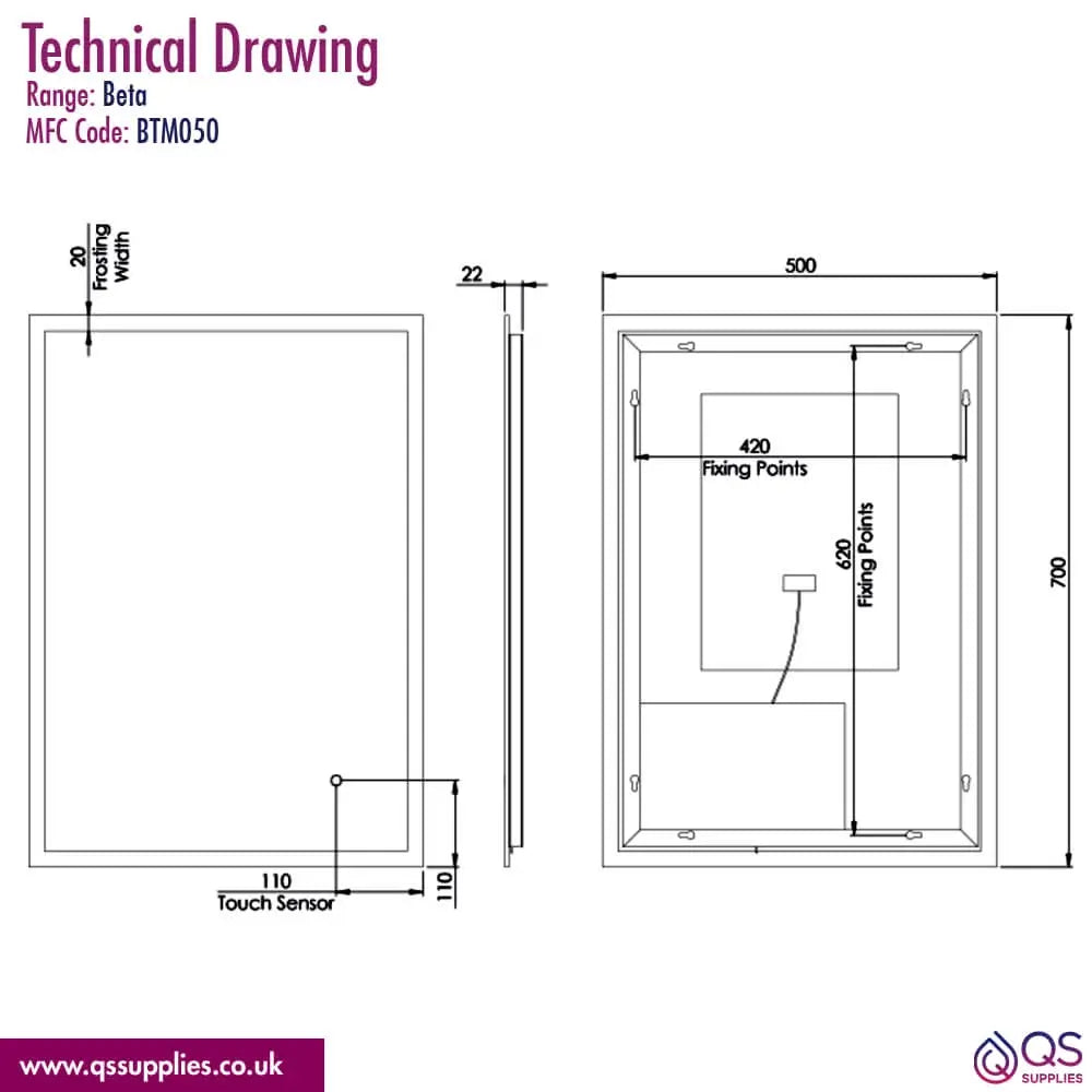 Tavistock Beta Minimalist LED Illuminated Bathroom Mirror