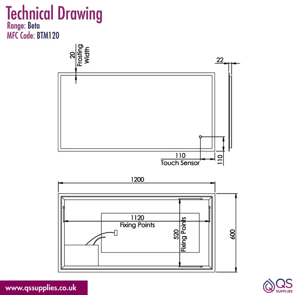 Tavistock Beta Minimalist LED Illuminated Bathroom Mirror