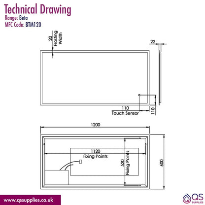 Tavistock Beta Minimalist LED Illuminated Bathroom Mirror