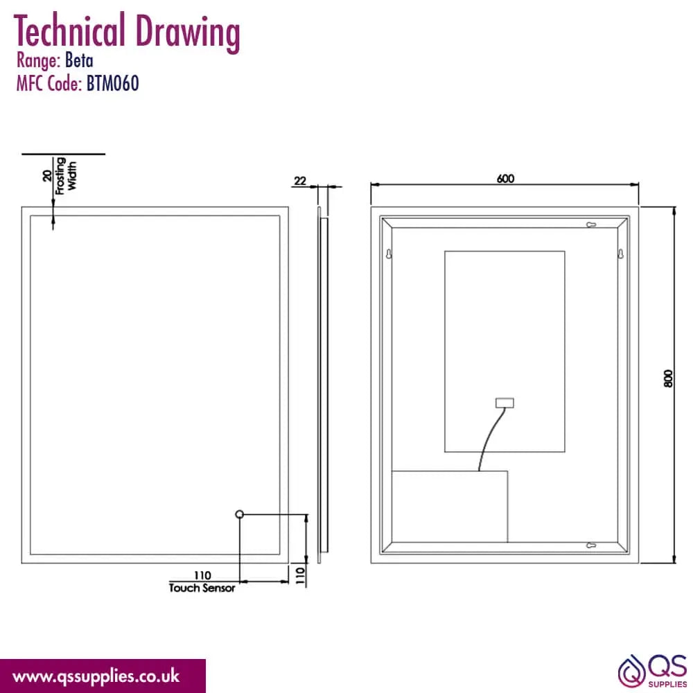 Tavistock Beta Minimalist LED Illuminated Bathroom Mirror