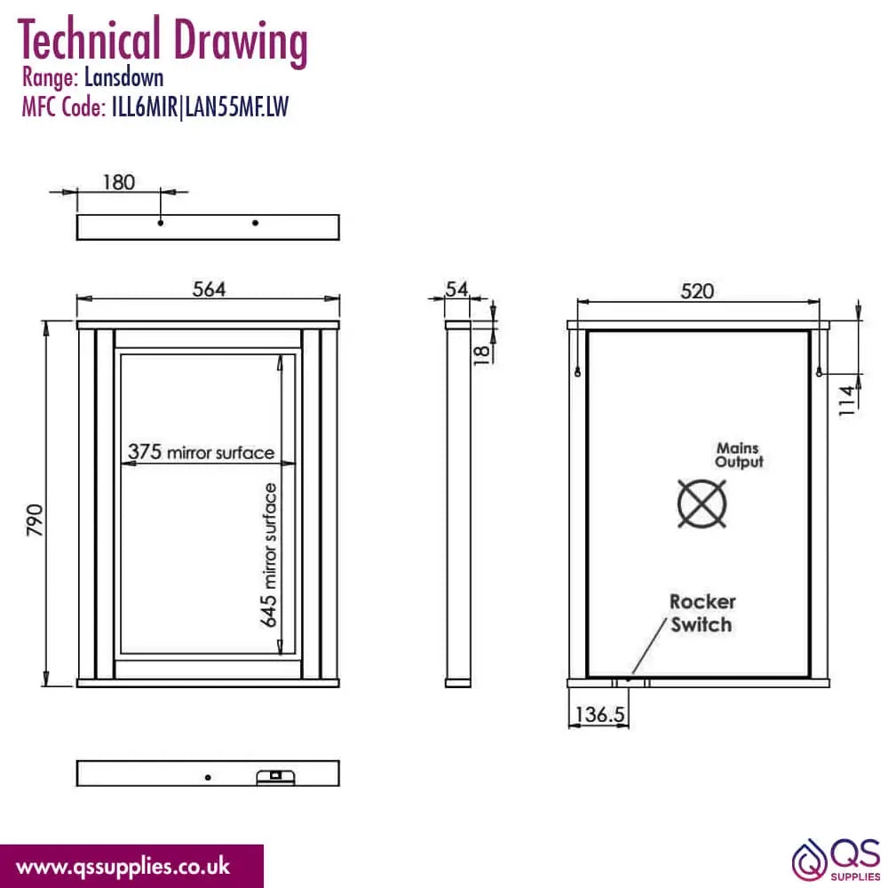 Tavistock Lansdown 564mm Framed Illuminated Mirror