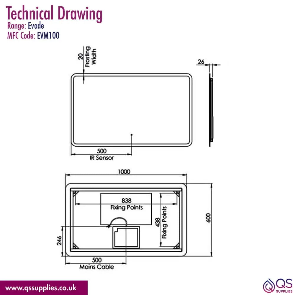 Tavistock Evade LED Illuminated Mirror With Demister Pad