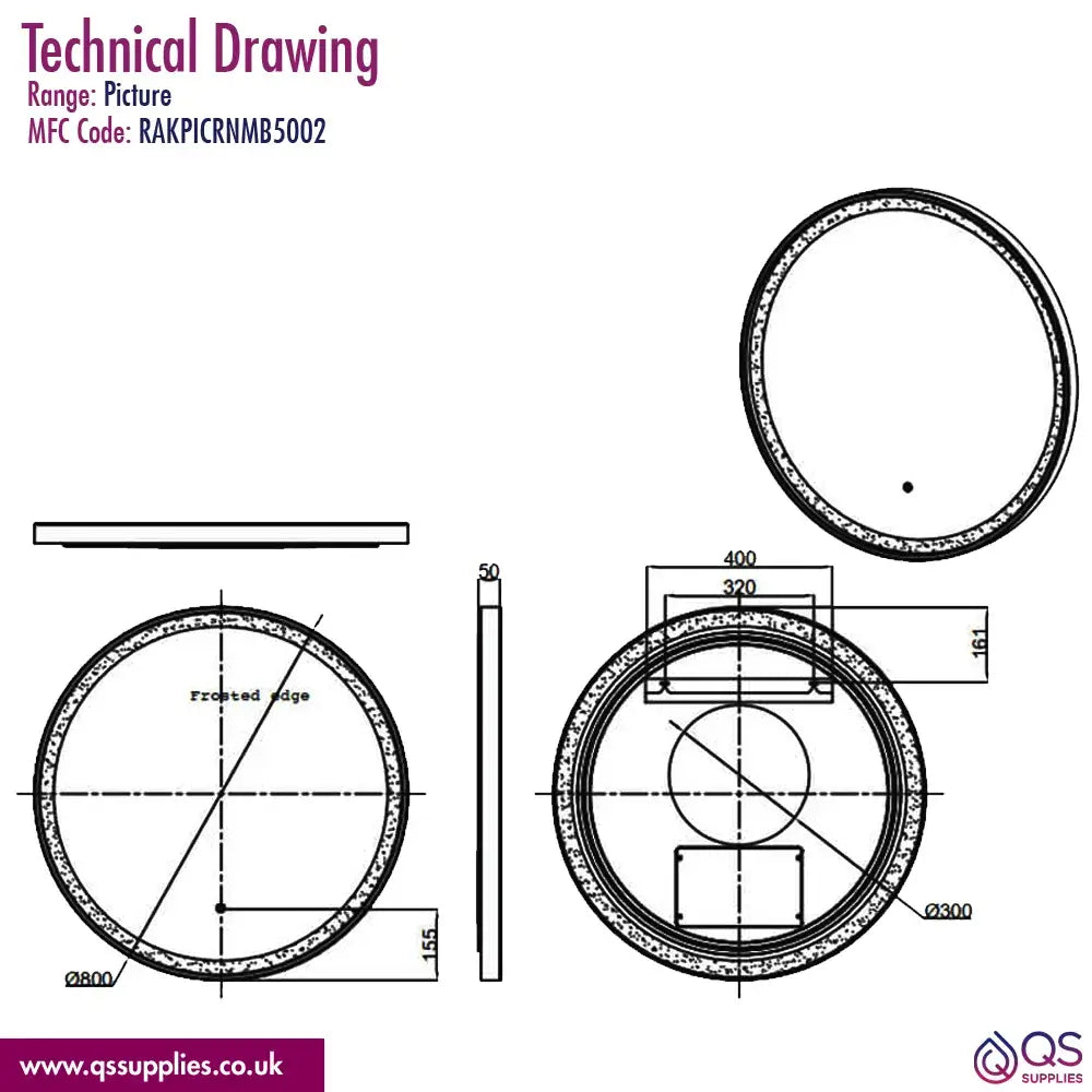 Rak Picture LED Illuminated Round Mirror With Demister Pad