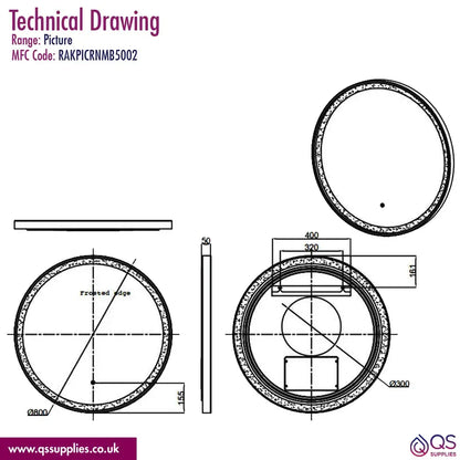 Rak Picture LED Illuminated Round Mirror With Demister Pad