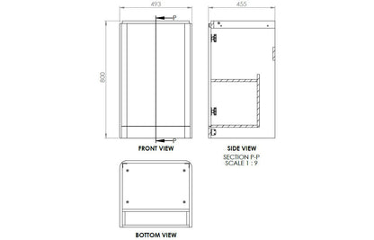Lambi 500mm 2 Door Floor Standing Cloakroom Basin Unit - Matt Sage Green