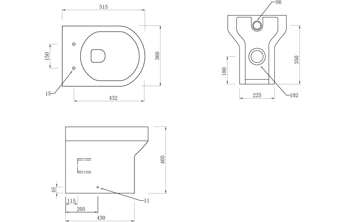 NIL 500mm WC Unit & BTW Pan Pack - White Gloss