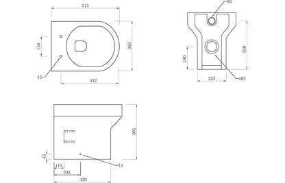 NIL 500mm WC Unit & BTW Pan Pack - White Gloss