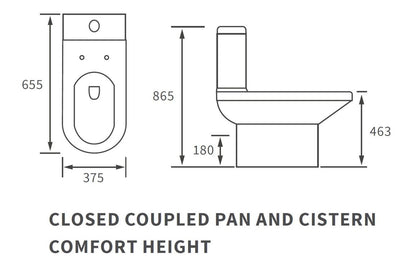 Laurus Rimless Close Coupled Open Back Comfort Height WC & Soft Close Seat