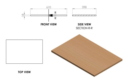 Linear 610mm Floor Standing 2 Drawer Basin Unit & Maple Oak Effect Worktop - Matt Graphite Grey