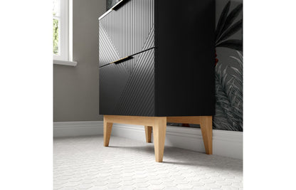 Linear 810mm Floor Standing 2 Drawer Basin Unit & Maple Oak Effect Worktop - Matt Graphite Grey