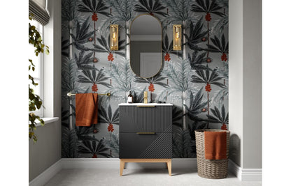 Linear 810 mm Floor Standing 2 Drawer Basin Unit & Basin - Matt Graphite Grey