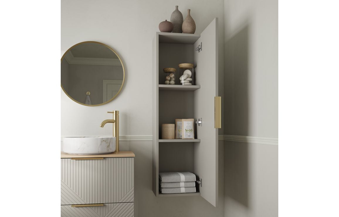 Linear 350mm Wall Hung 1 Door Tall Unit - Matt Oat