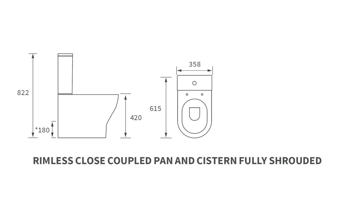 Lily Rimless Short Projection Close Coupled Fully Shrouded WC & Soft Close Seat