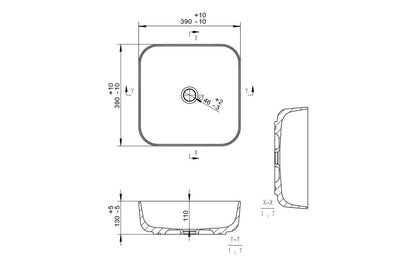 Luxey 400mm Ceramic Square Washbowl & Waste