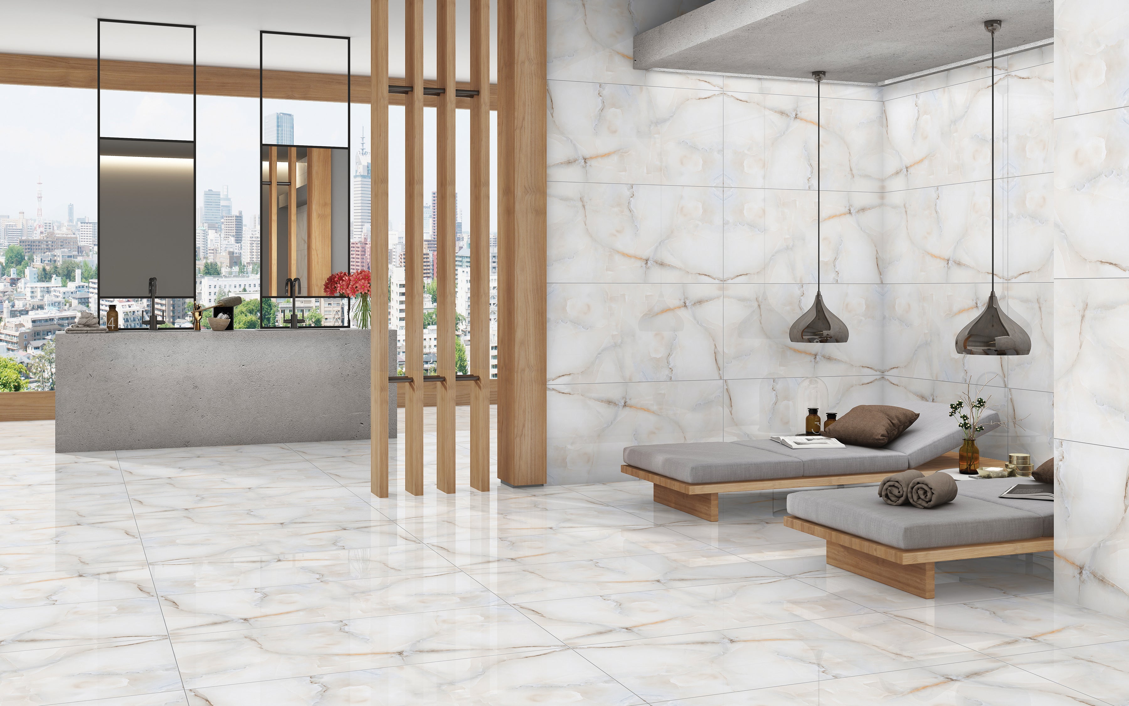 Majestic HDC Porcelain Onyx Orng Carving 600x1200