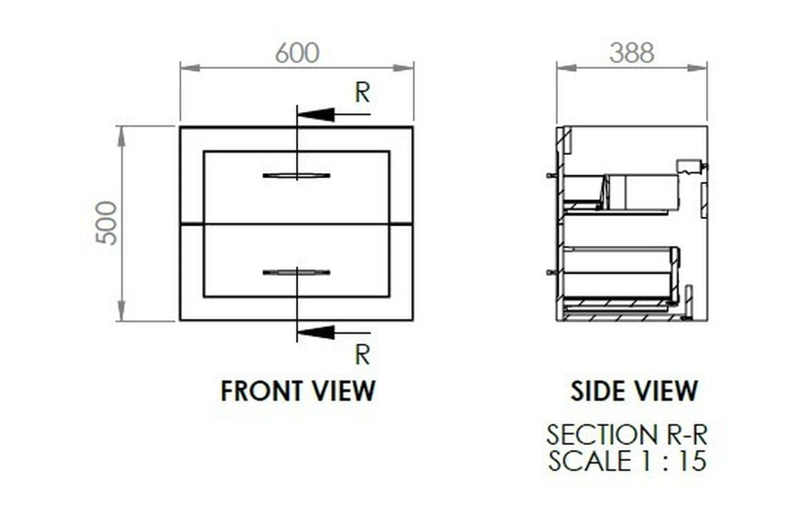Heritage 610mm Wall Hung 2 Drawer Basin Unit & Basin - Matt Reed Green