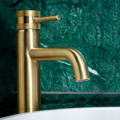 Cre Tall Brushed Gold Metal Mono Basin Mixer