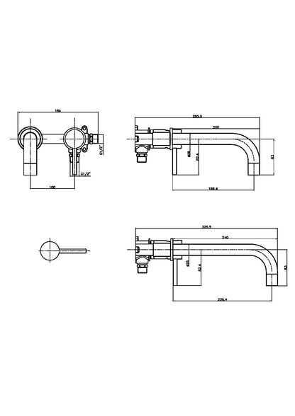 Cre Matt Black Wall Mounted Basin / Bath Filler Tap