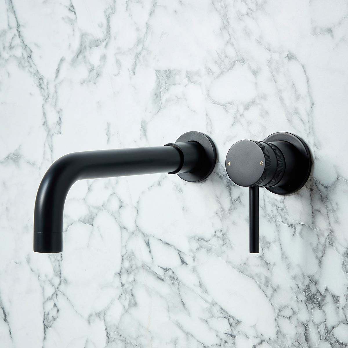 Cre Matt Black Wall Mounted Basin / Bath Filler Tap