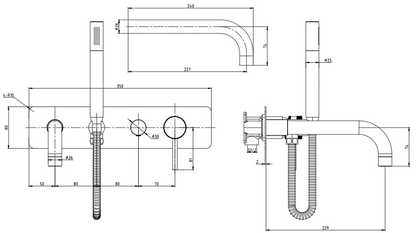 Cre Chrome Metal Wall Mounted Bath Shower Mixer
