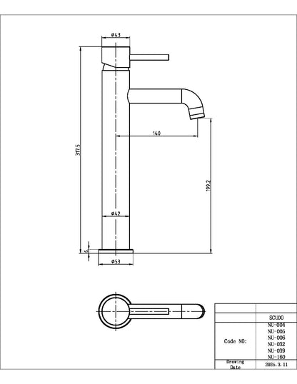 Cre Tall Mono Basin Mixer Brushed Nickel