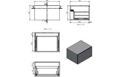 Nature 600mm Wall Hung Storage Drawer - White Marble