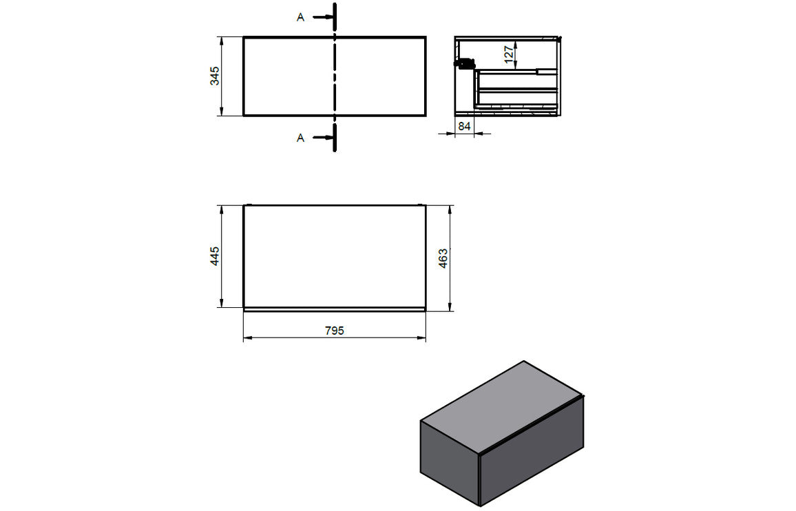 Nature 800mm Wall Hung Storage Drawer - White Marble