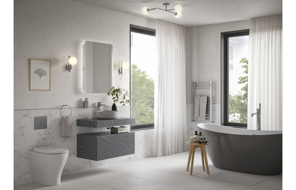 Nature 800mm Wall Hung Basin Shelf - Grey Marble