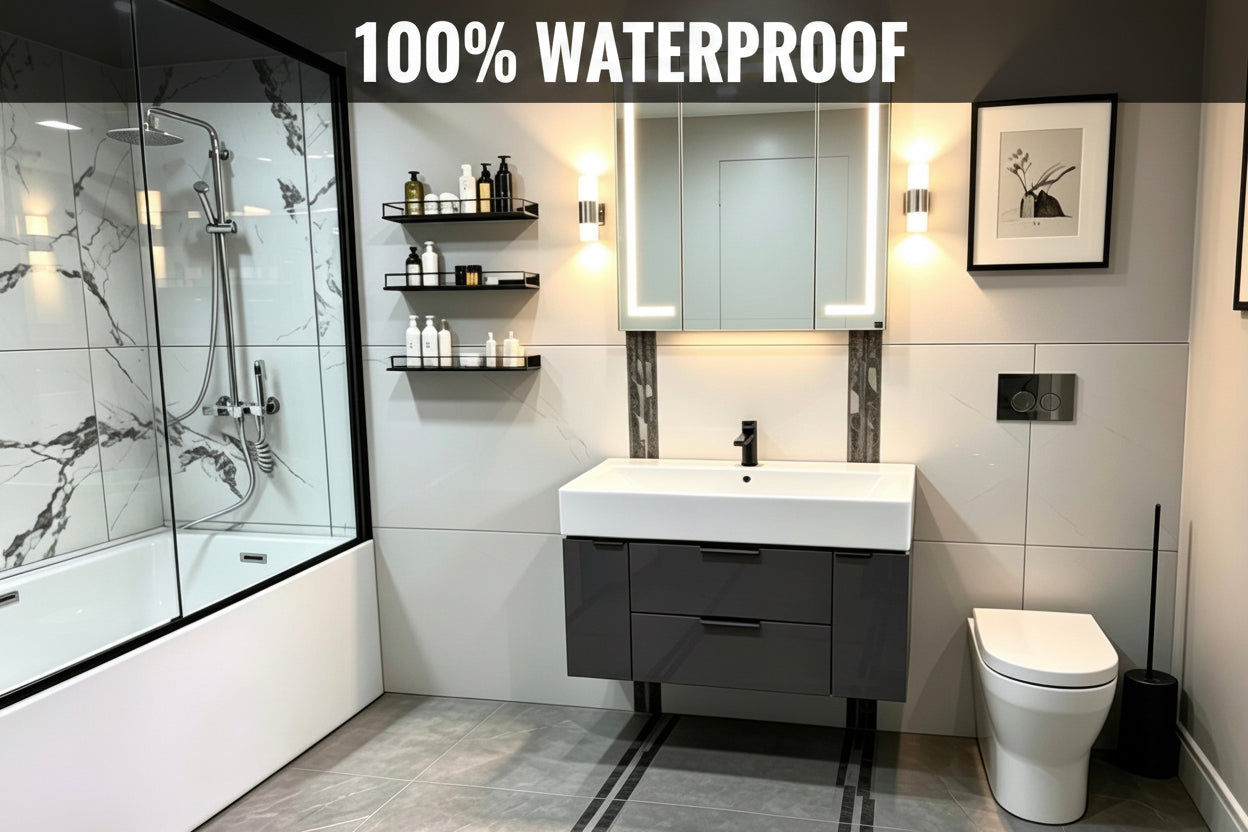 Pinto Anthracite 1000mm 2-Draw Wall Hung Bathroom Vanity unit with Two-Door Storage unit Inc Nano Glazed Ceramic Basin