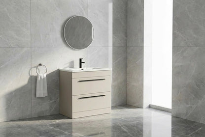 Novo 1175-80L 800mm Cashmere  2-Draw FS Deep Basin Vanity unit & Nano Glazed Ceramic Basin