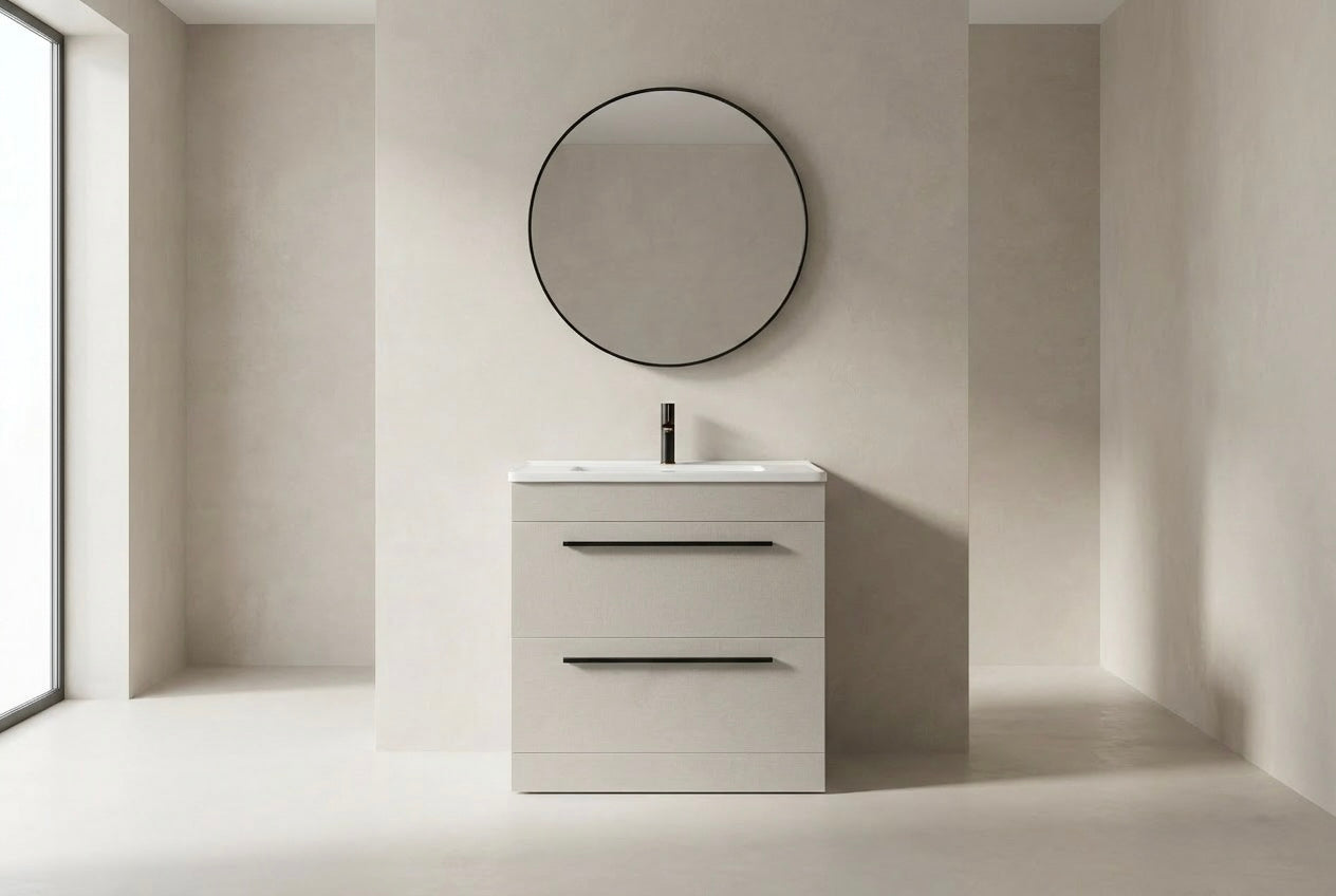 Novo 1175-80L 800mm Cashmere  2-Draw FS Deep Basin Vanity unit & Nano Glazed Ceramic Basin
