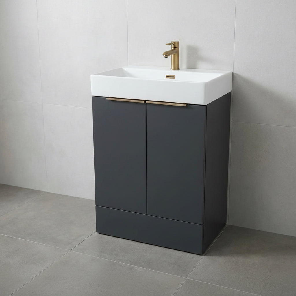 Novo 1180-60 600mm 2-Door Floorstanding Vanity unit with Nano Glazed Ceramic Basin