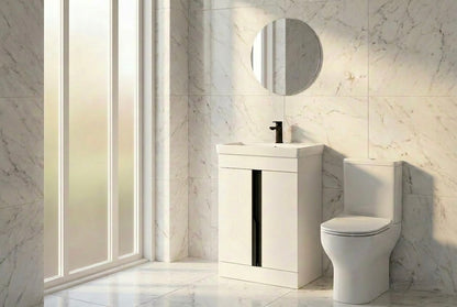 Novo 600mm Frame White DTA 2-Door Floorstanding Vanity unit with Nano Glazed Ceramic Basin