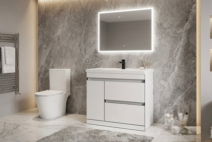 1000 Frame Floorstanding 2-Draw with Single Door Handleless Vanity unit with Ceramic Basin