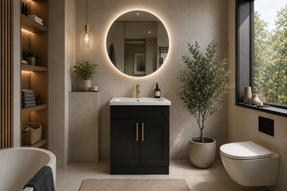F60 600mm   2-Door Floor standing Bathroom Vanity unit with Nano Glazed Ceramic Basin