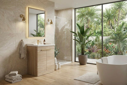 F60 600mm   2-Door Floor standing Bathroom Vanity unit with Nano Glazed Ceramic Basin