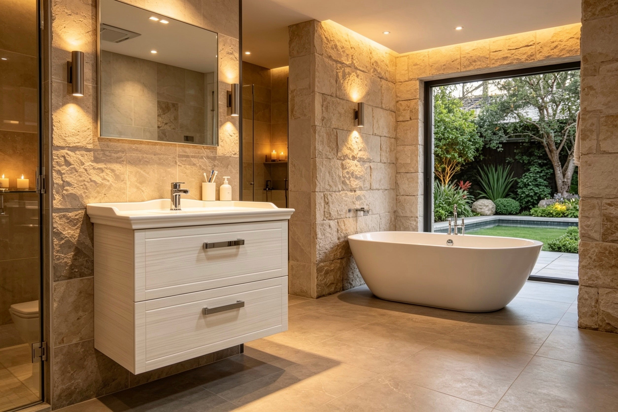 Kapdokia 800mm White Regato 2-Draw Wallhung Bathroom Vanity Unit with Nano Glazed Ceramic Basin