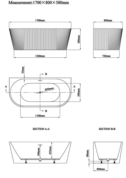 Novo Linear Back to Wall Freestanding Designer Bath