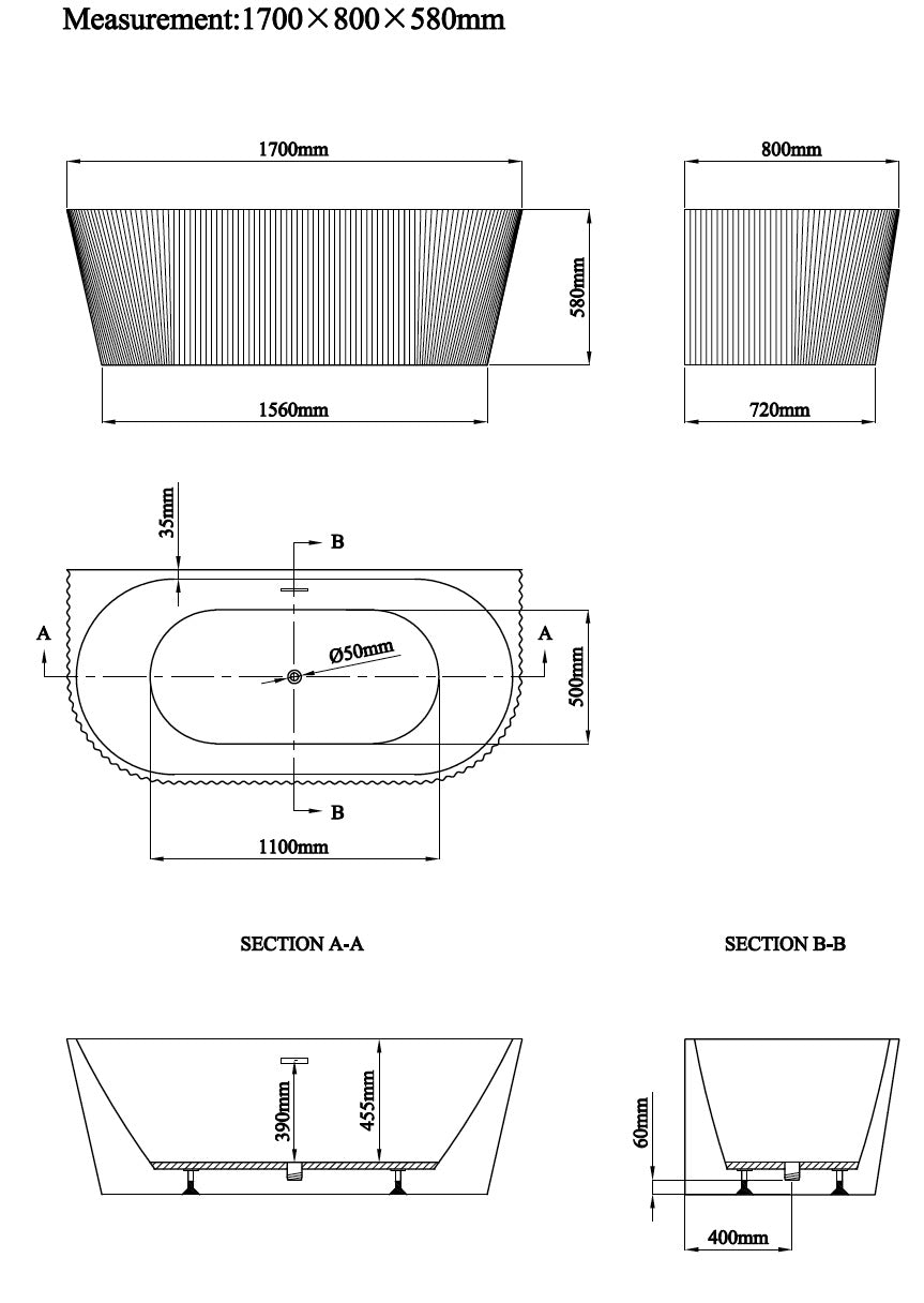 Novo Linear Back to Wall Freestanding Designer Bath
