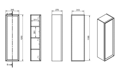 CLICK 345mm Wall Hung 1 Door Tall Unit - Matt Cotton