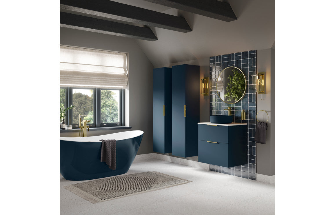 NEST 815mm Wall Hung 2 Drawer Basin Unit & Basin - Matt Deep Blue