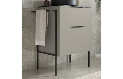 NEST 610mm Wall Hung 2 Drawer Basin Unit & Basin - Matt Latte