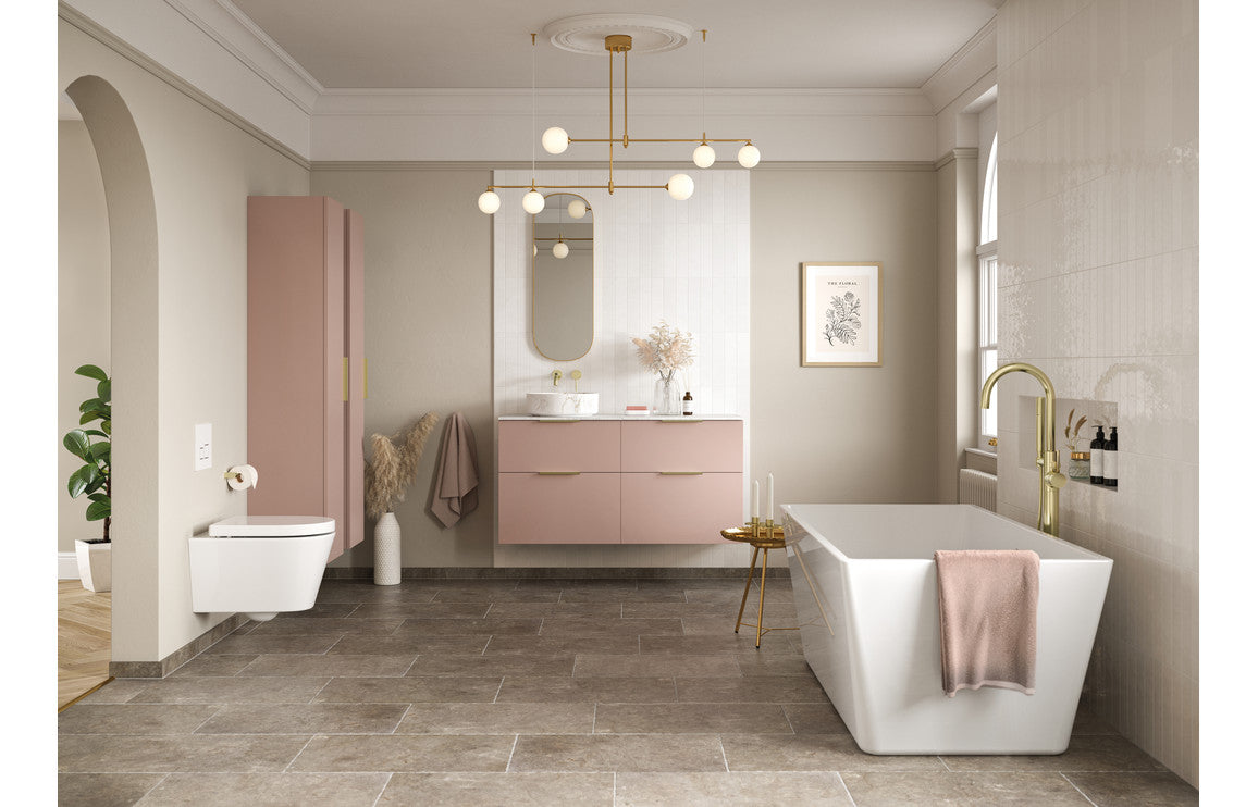 NEST 590mm Floor Standing 2 Door Basin Unit (No Top) - Matt Antique Rose