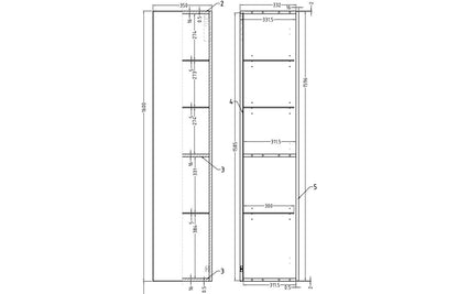 NEST 350mm Wall Hung 1 Door Tall Unit - Matt Antique Rose